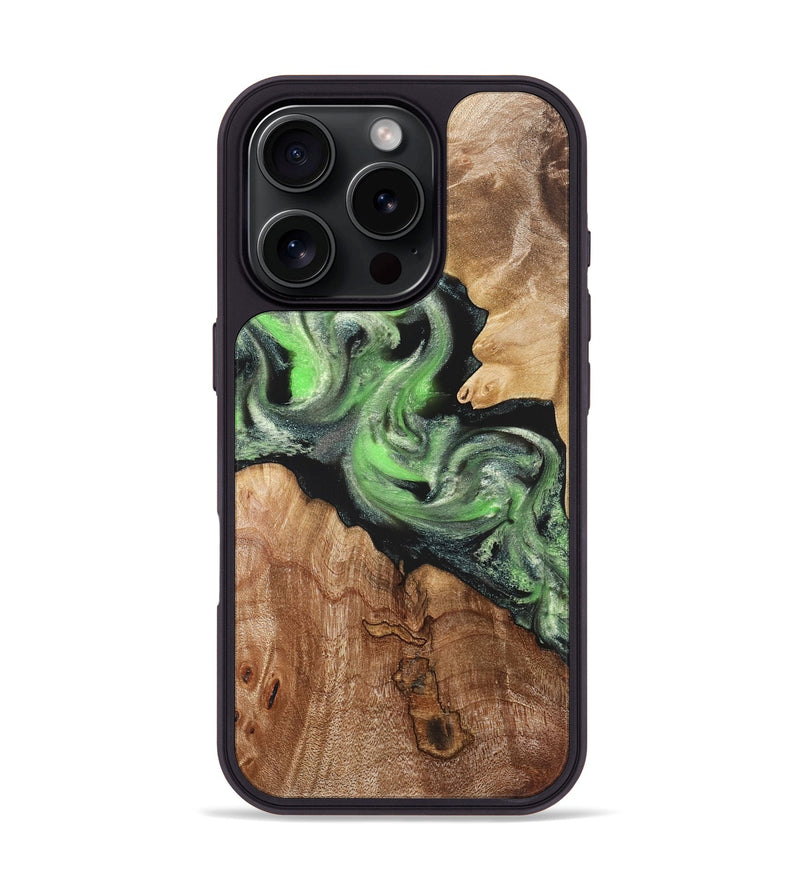 iPhone 16 Pro Wood Phone Case - Evelin (Green, 821218)