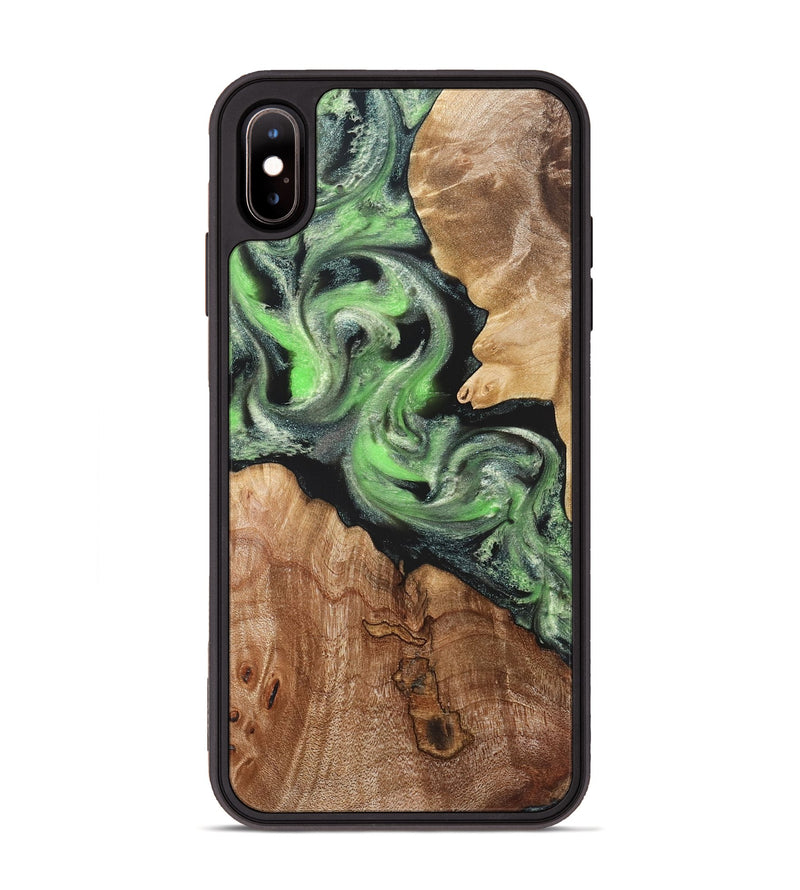 iPhone Xs Max Wood Phone Case - Evelin (Green, 821218)