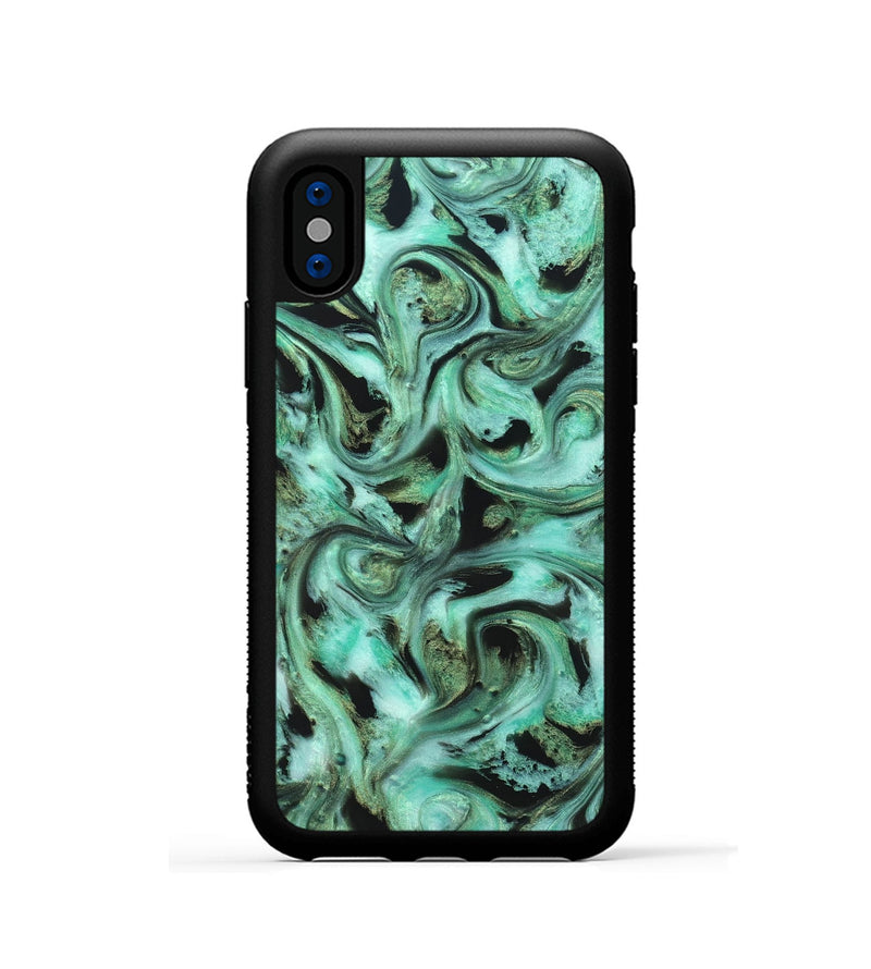 iPhone Xs ResinArt Phone Case - Barbra (Green, 821221)