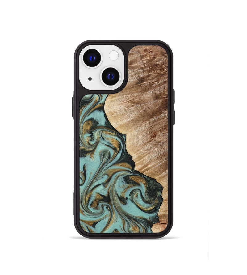 iPhone 13 mini Wood Phone Case - Daren (Green, 821223)