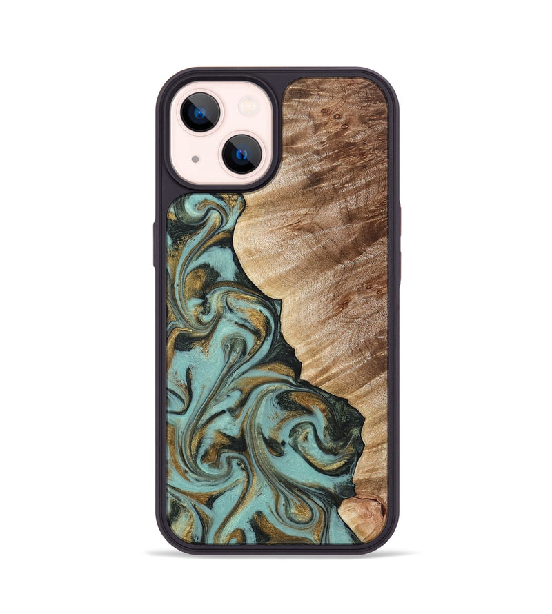 iPhone 14 Wood Phone Case - Daren (Green, 821223)
