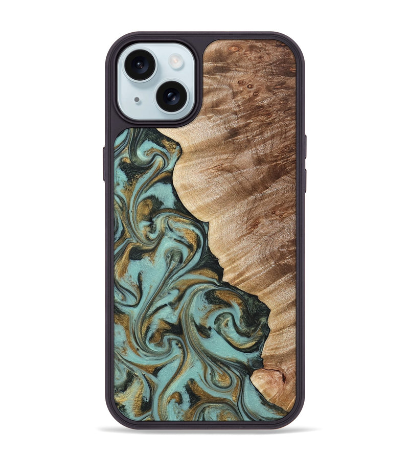 iPhone 15 Plus Wood Phone Case - Daren (Green, 821223)