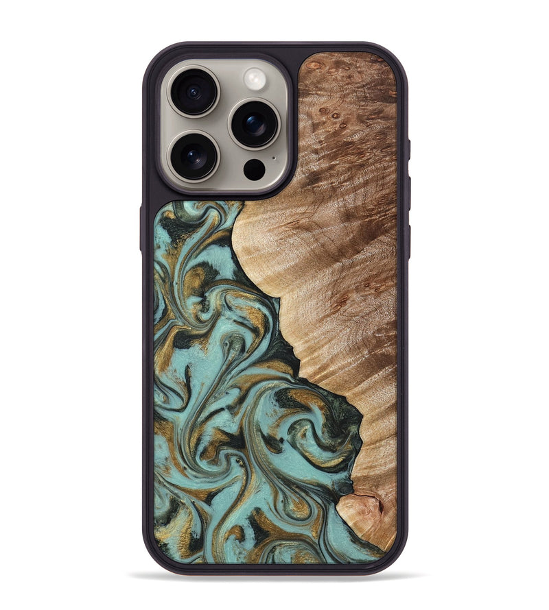 iPhone 15 Pro Max Wood Phone Case - Daren (Green, 821223)