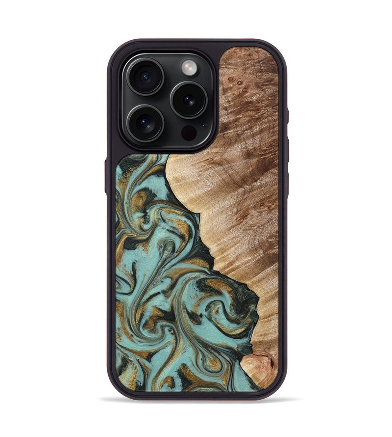 iPhone 15 Pro Wood Phone Case - Daren (Green, 821223)