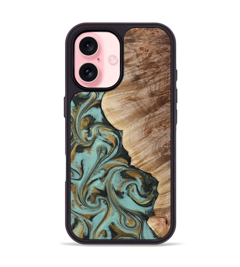 iPhone 16 Wood Phone Case - Daren (Green, 821223)