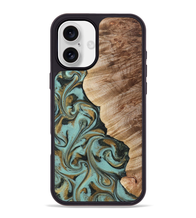iPhone 16 Plus Wood Phone Case - Daren (Green, 821223)