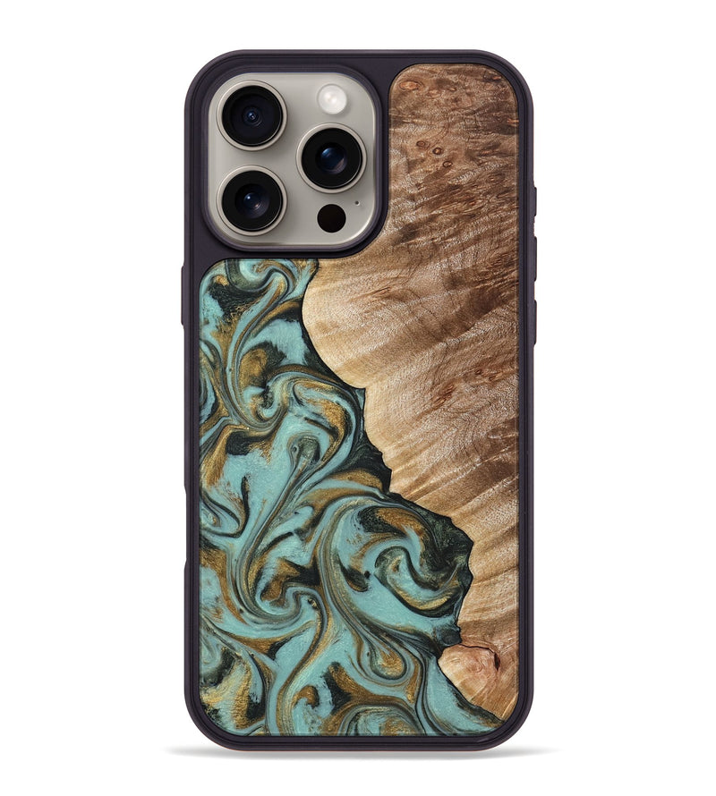 iPhone 16 Pro Max Wood Phone Case - Daren (Green, 821223)