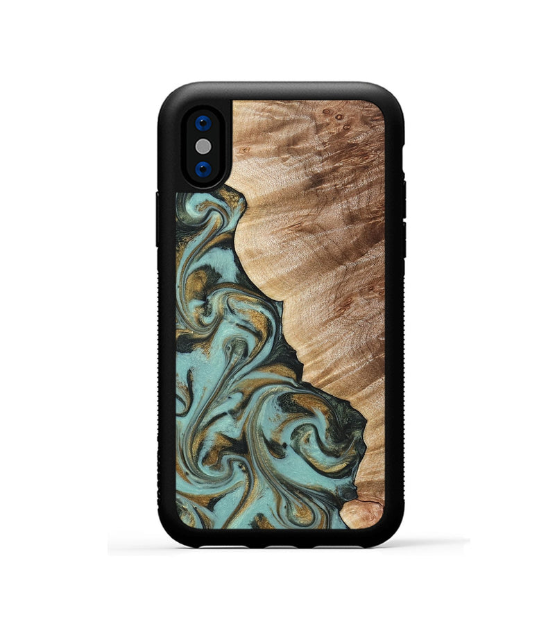 iPhone Xs Wood Phone Case - Daren (Green, 821223)