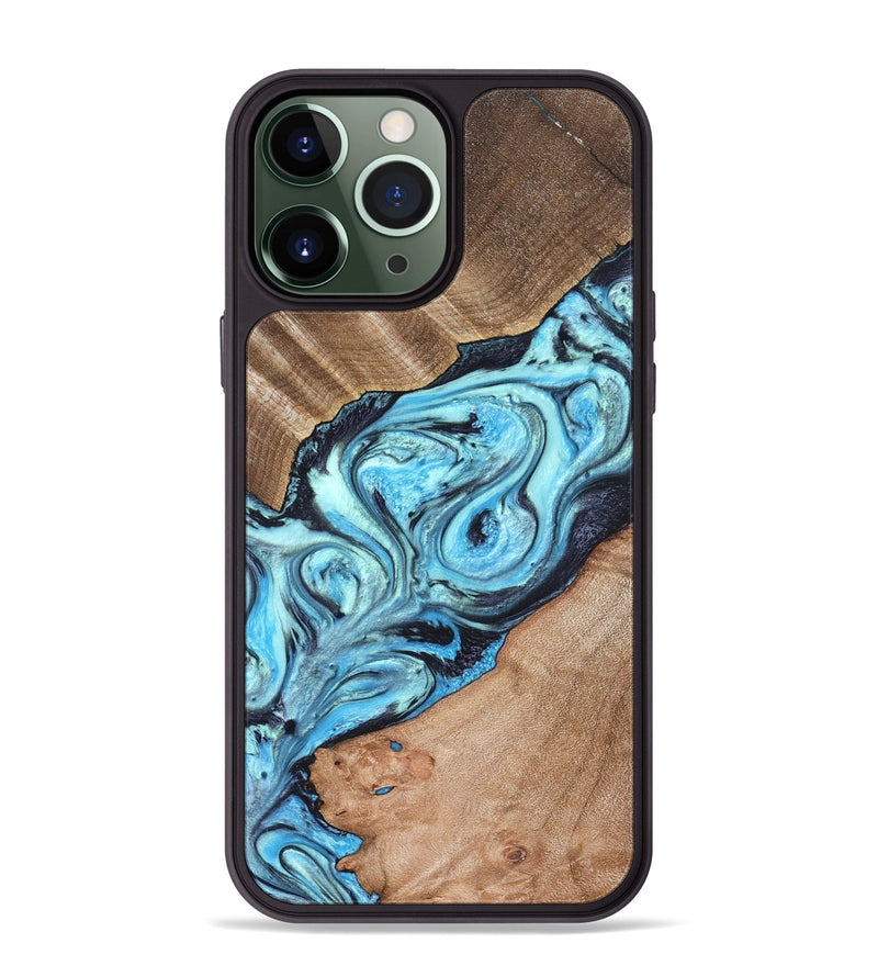 iPhone 13 Pro Max Wood Phone Case - Deon (Blue, 821239)