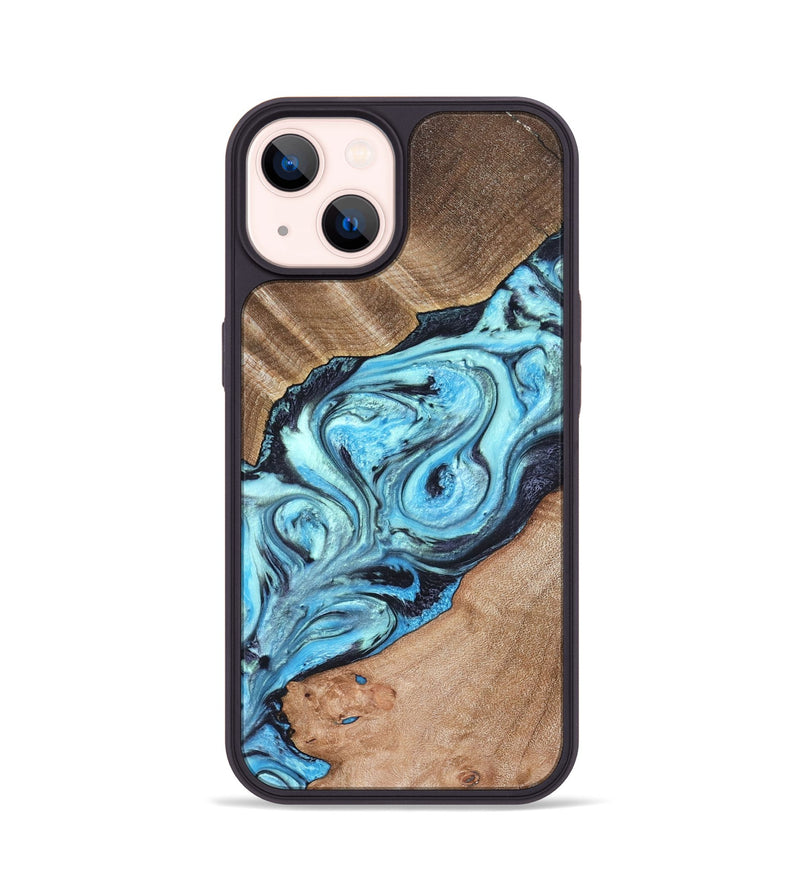 iPhone 14 Wood Phone Case - Deon (Blue, 821239)