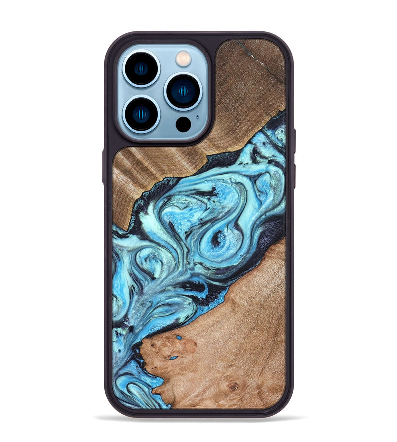 iPhone 14 Pro Max Wood Phone Case - Deon (Blue, 821239)