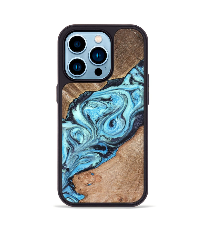 iPhone 14 Pro Wood Phone Case - Deon (Blue, 821239)