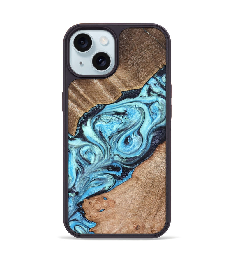 iPhone 15 Wood Phone Case - Deon (Blue, 821239)