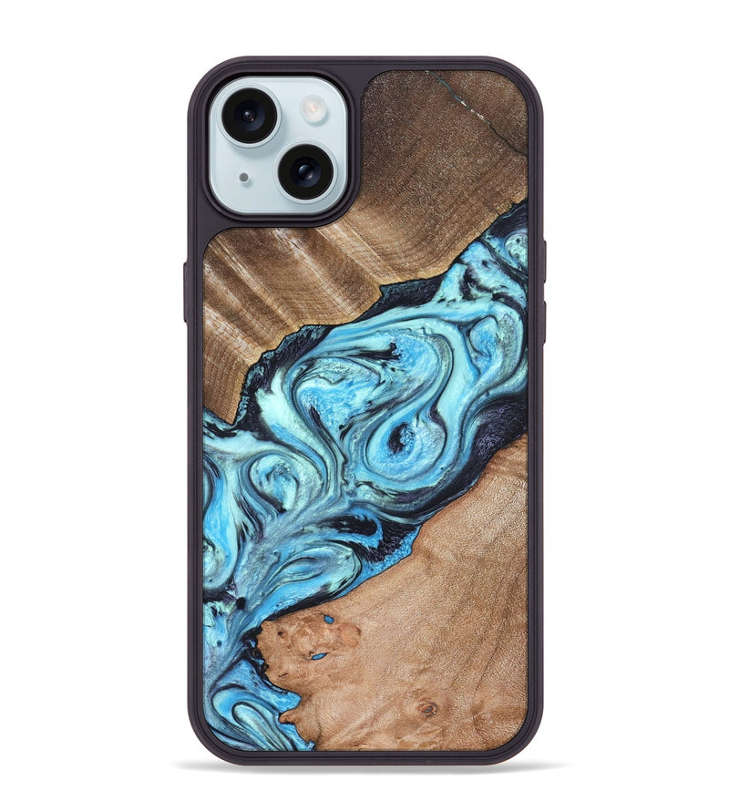 iPhone 15 Plus Wood Phone Case - Deon (Blue, 821239)