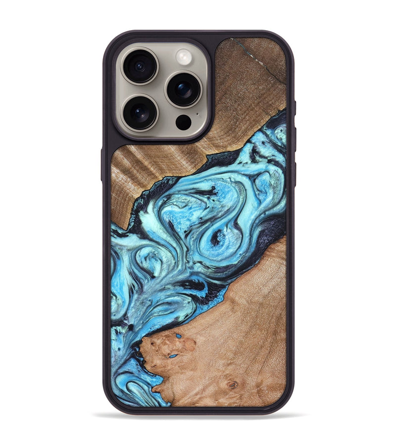 iPhone 15 Pro Max Wood Phone Case - Deon (Blue, 821239)