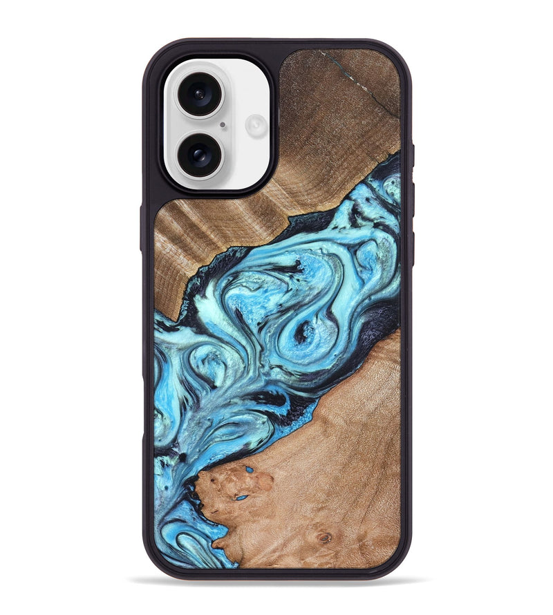 iPhone 16 Plus Wood Phone Case - Deon (Blue, 821239)