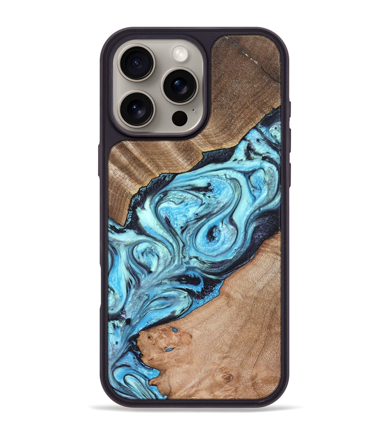 iPhone 16 Pro Max Wood Phone Case - Deon (Blue, 821239)