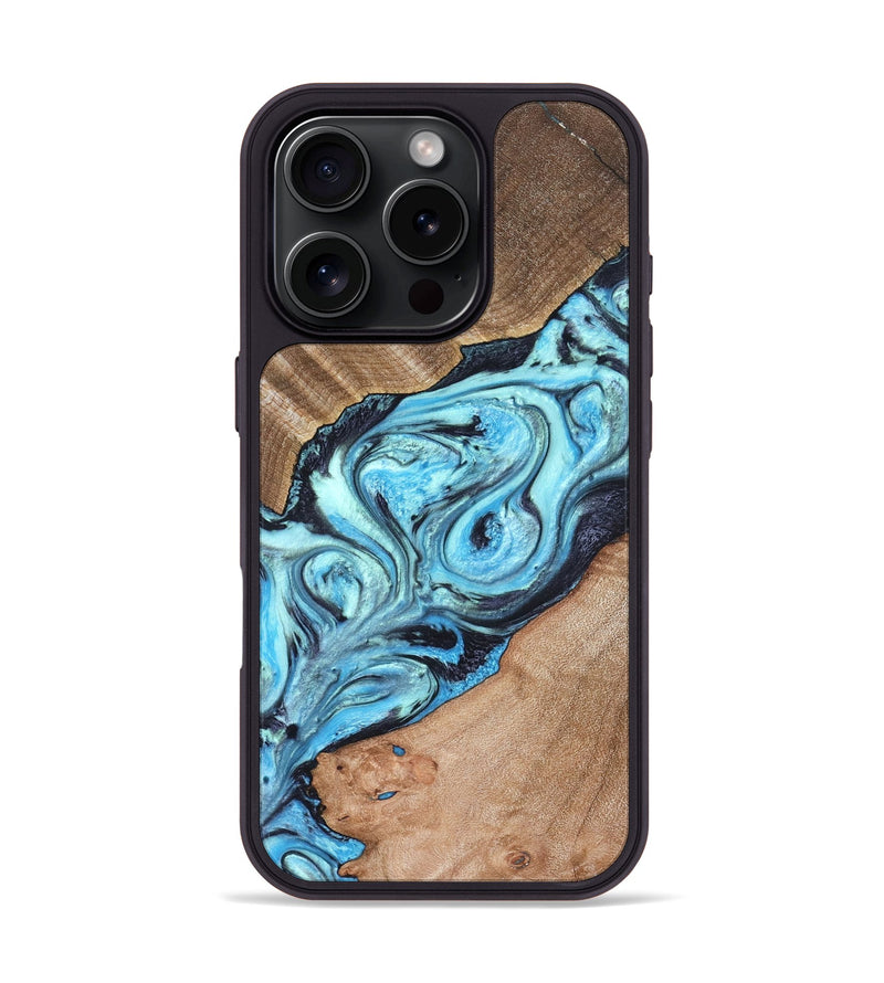 iPhone 16 Pro Wood Phone Case - Deon (Blue, 821239)