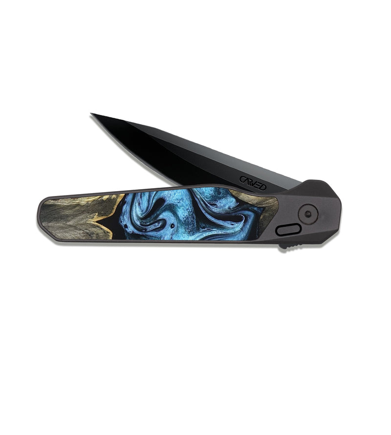 EDC Dark Slate Wood Pocket Knife - Bree (Blue, 821240)