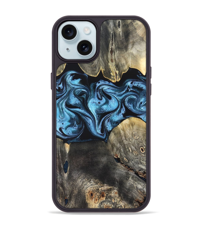 iPhone 15 Plus Wood Phone Case - Bree (Blue, 821240)