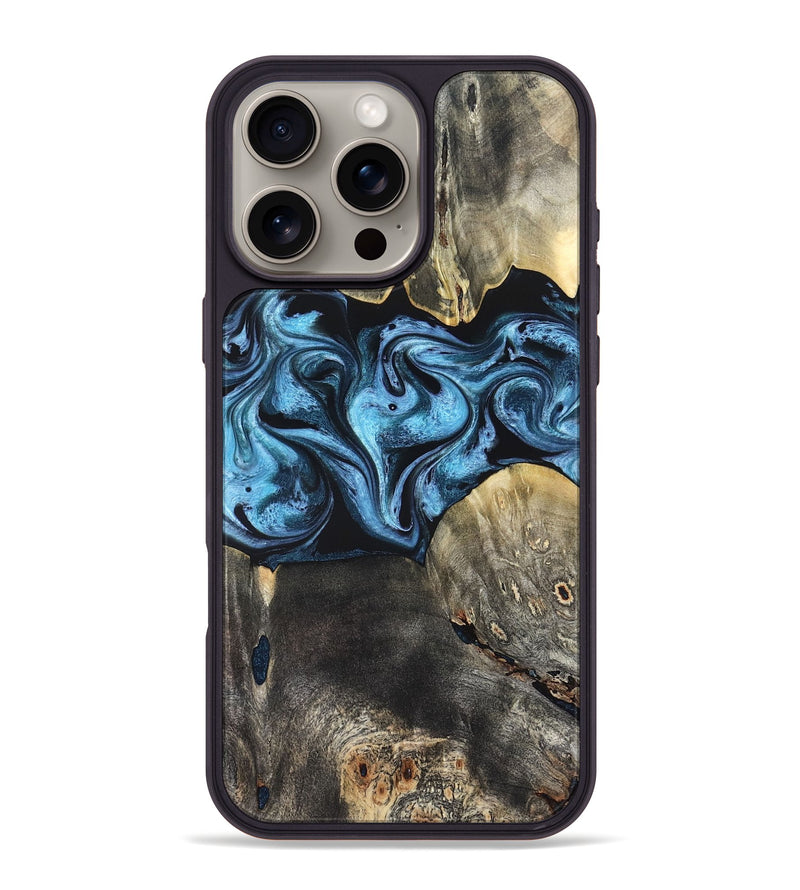 iPhone 16 Pro Max Wood Phone Case - Bree (Blue, 821240)
