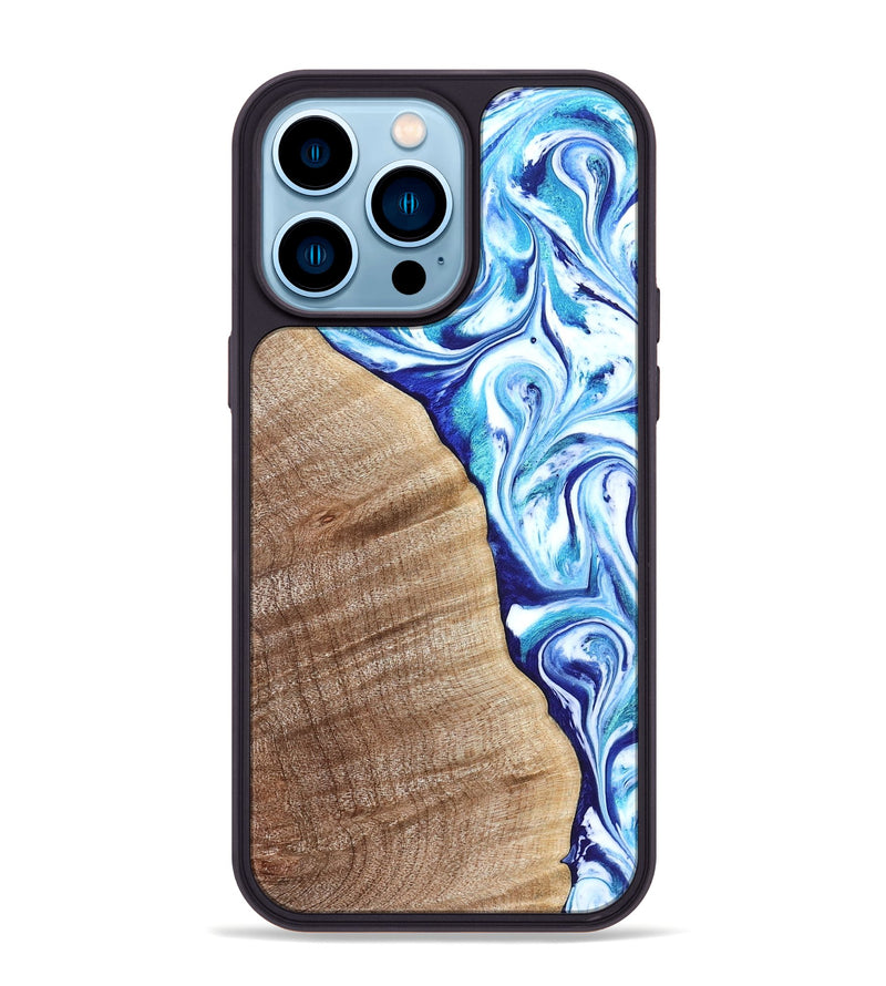 iPhone 14 Pro Max Wood Phone Case - Vito (Blue, 821241)