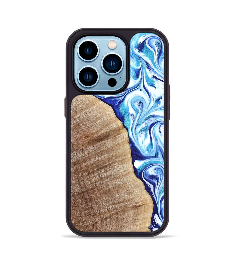 iPhone 14 Pro Wood Phone Case - Vito (Blue, 821241)