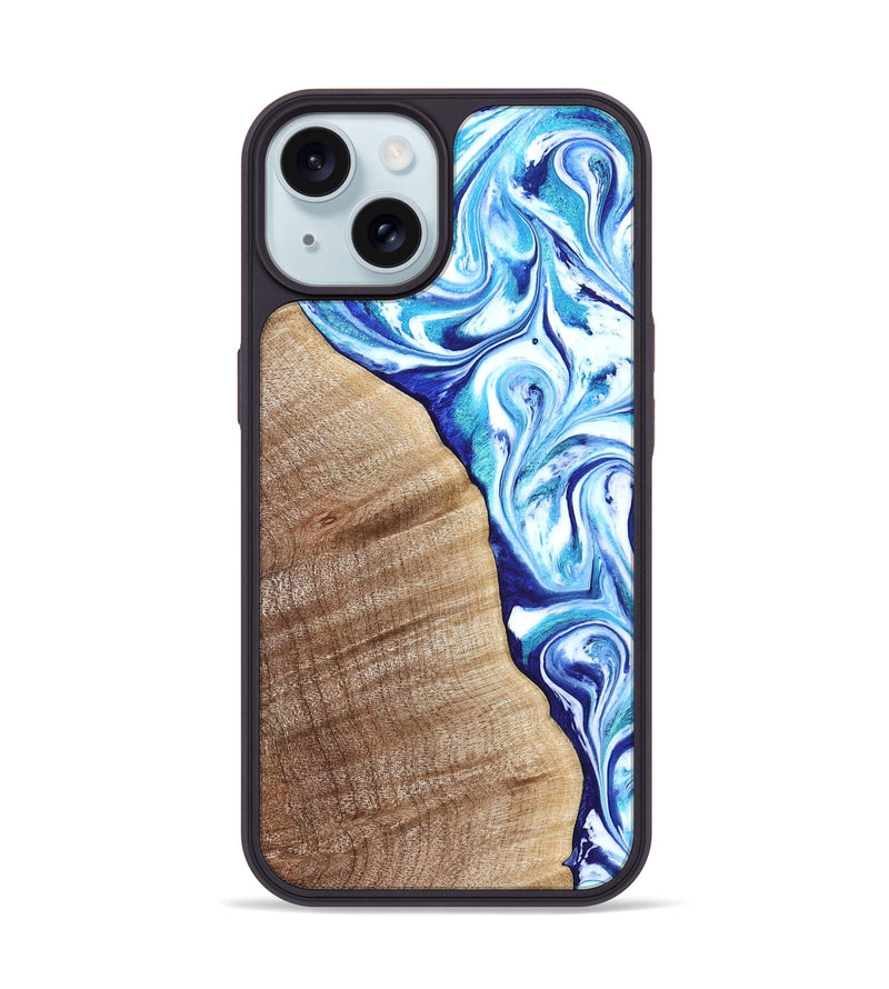 iPhone 15 Wood Phone Case - Vito (Blue, 821241)