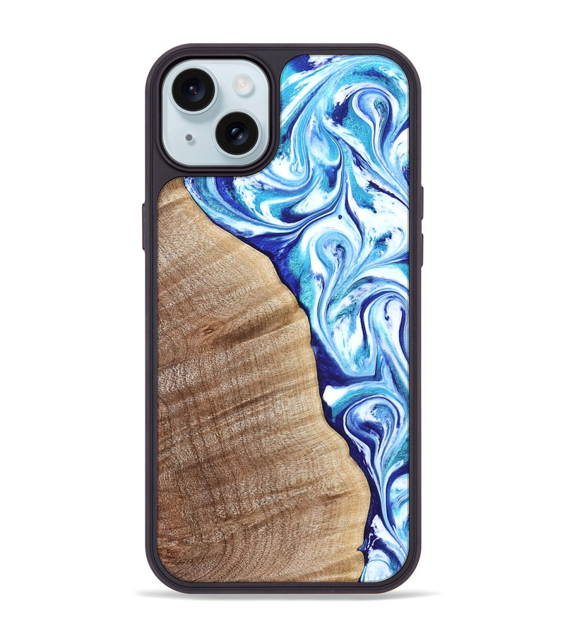 iPhone 15 Plus Wood Phone Case - Vito (Blue, 821241)
