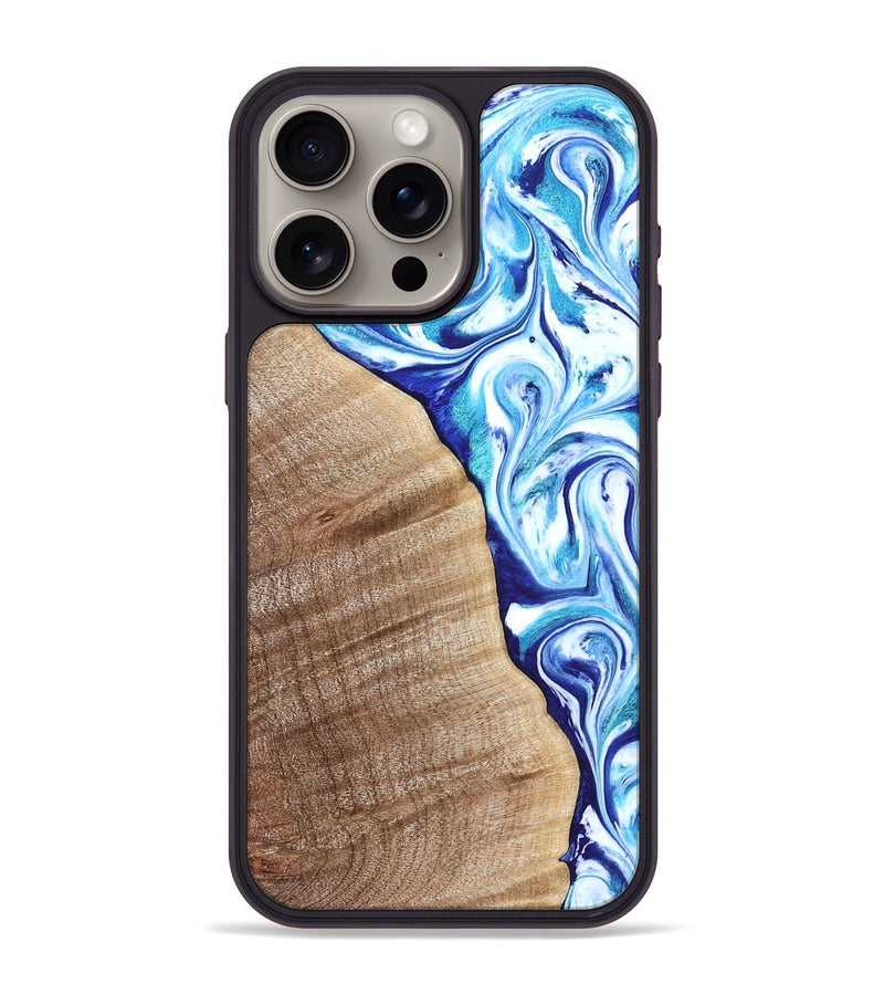 iPhone 15 Pro Max Wood Phone Case - Vito (Blue, 821241)