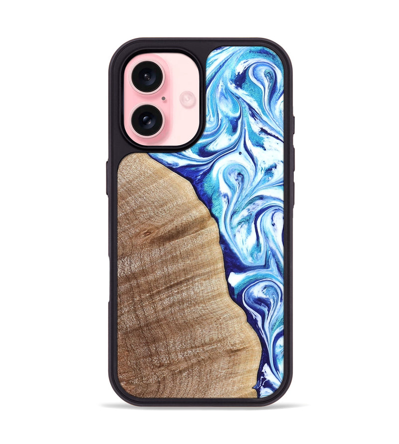 iPhone 16 Wood Phone Case - Vito (Blue, 821241)