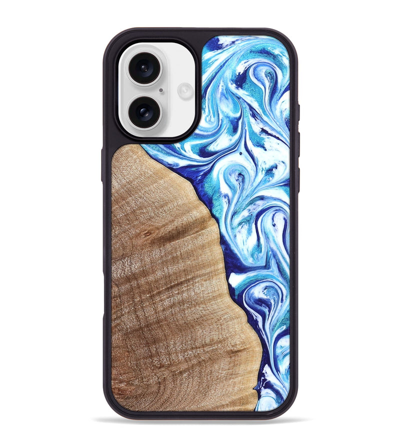 iPhone 16 Plus Wood Phone Case - Vito (Blue, 821241)