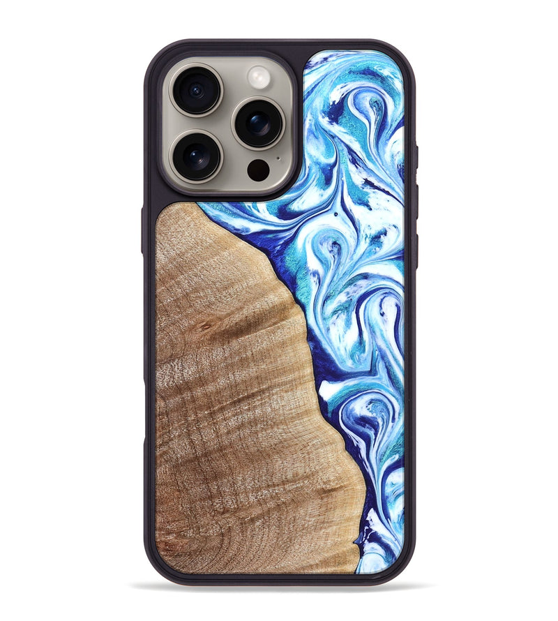 iPhone 16 Pro Max Wood Phone Case - Vito (Blue, 821241)