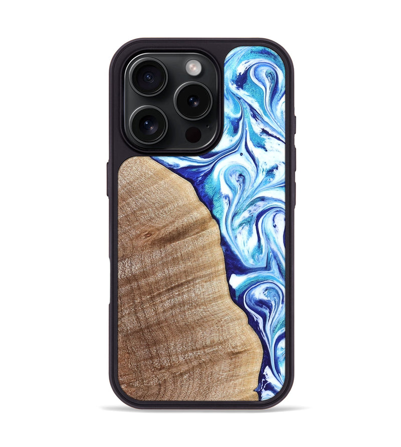 iPhone 16 Pro Wood Phone Case - Vito (Blue, 821241)