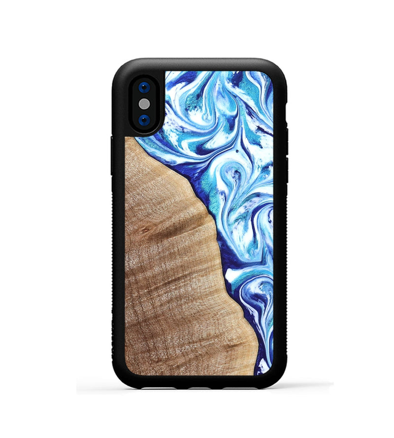 iPhone Xs Wood Phone Case - Vito (Blue, 821241)