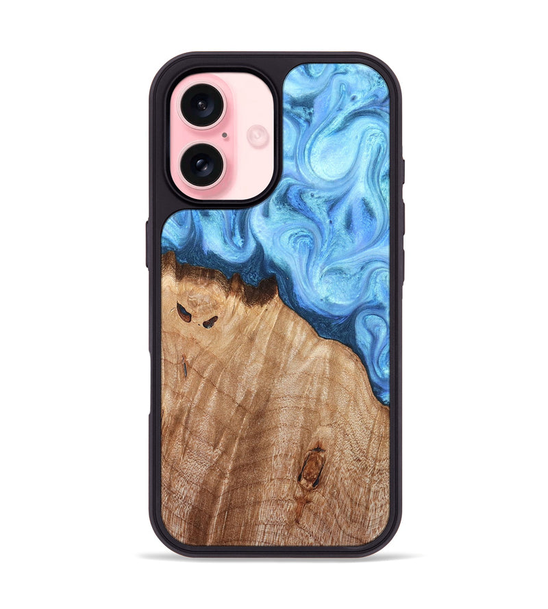 iPhone 16 Wood Phone Case - Raekwon (Blue, 821243)