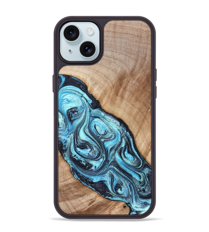 iPhone 15 Plus Wood Phone Case - Jules (Blue, 821245)