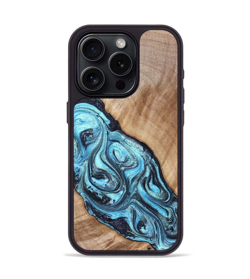 iPhone 15 Pro Wood Phone Case - Jules (Blue, 821245)