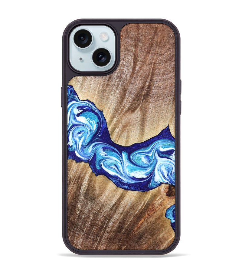 iPhone 15 Plus Wood Phone Case - Elia (Blue, 821246)