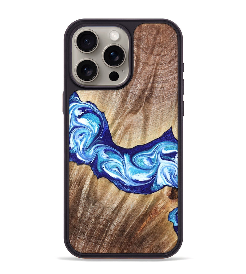 iPhone 15 Pro Max Wood Phone Case - Elia (Blue, 821246)