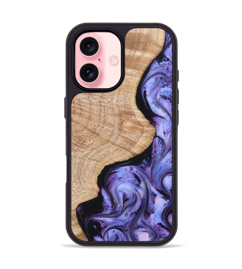 iPhone 16 Wood Phone Case - Meaghan (Purple, 821262)