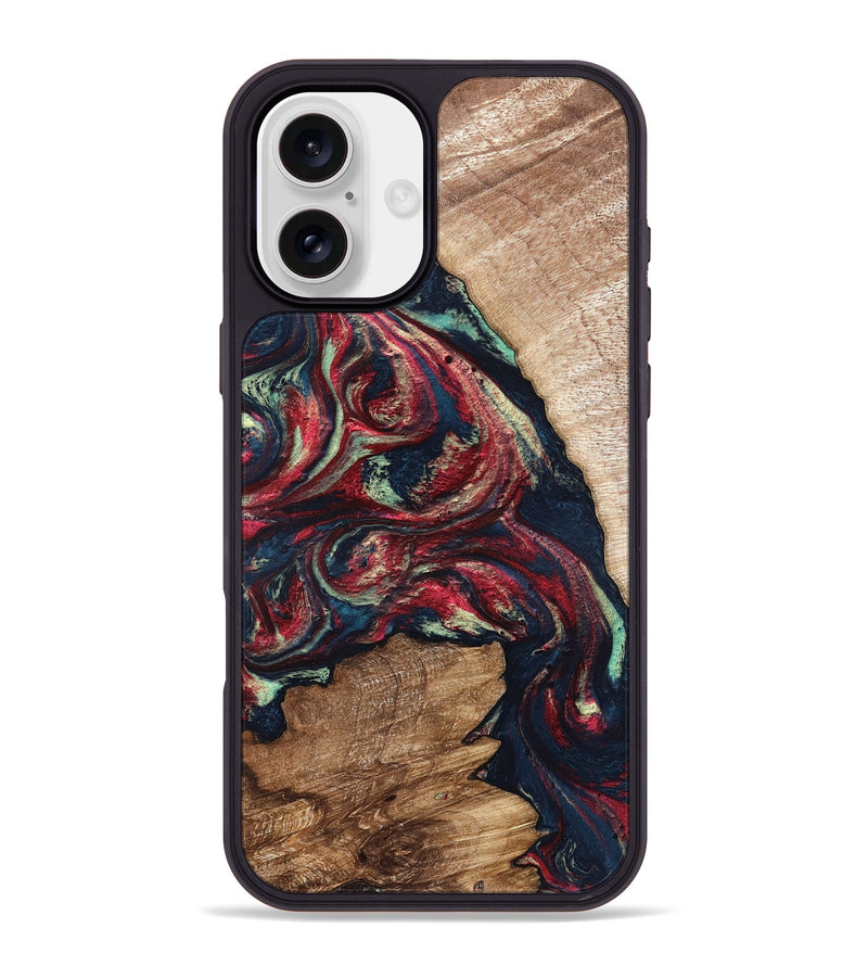 iPhone 16 Plus Wood Phone Case - Bobbye (Red, 821268)