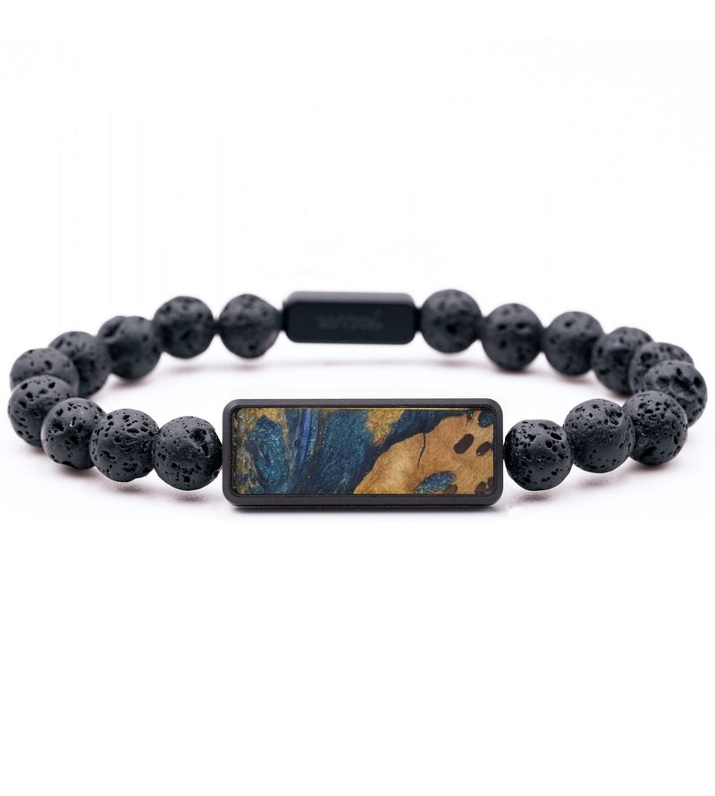 Lava Bead Wood Bracelet - Miles (Teal & Gold, 821305)