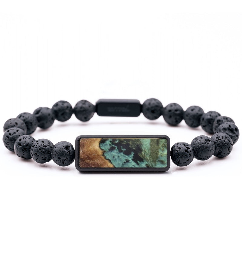 Lava Bead Wood Bracelet - Isiah (Green, 821313)