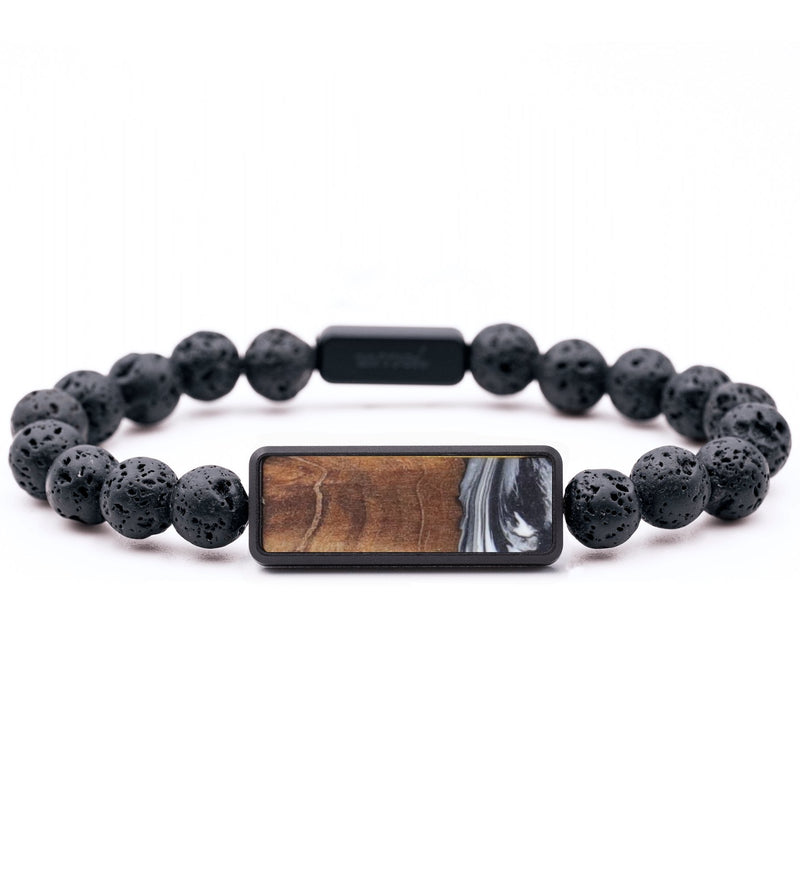 Lava Bead Wood Bracelet - Chad (Black & White, 821317)