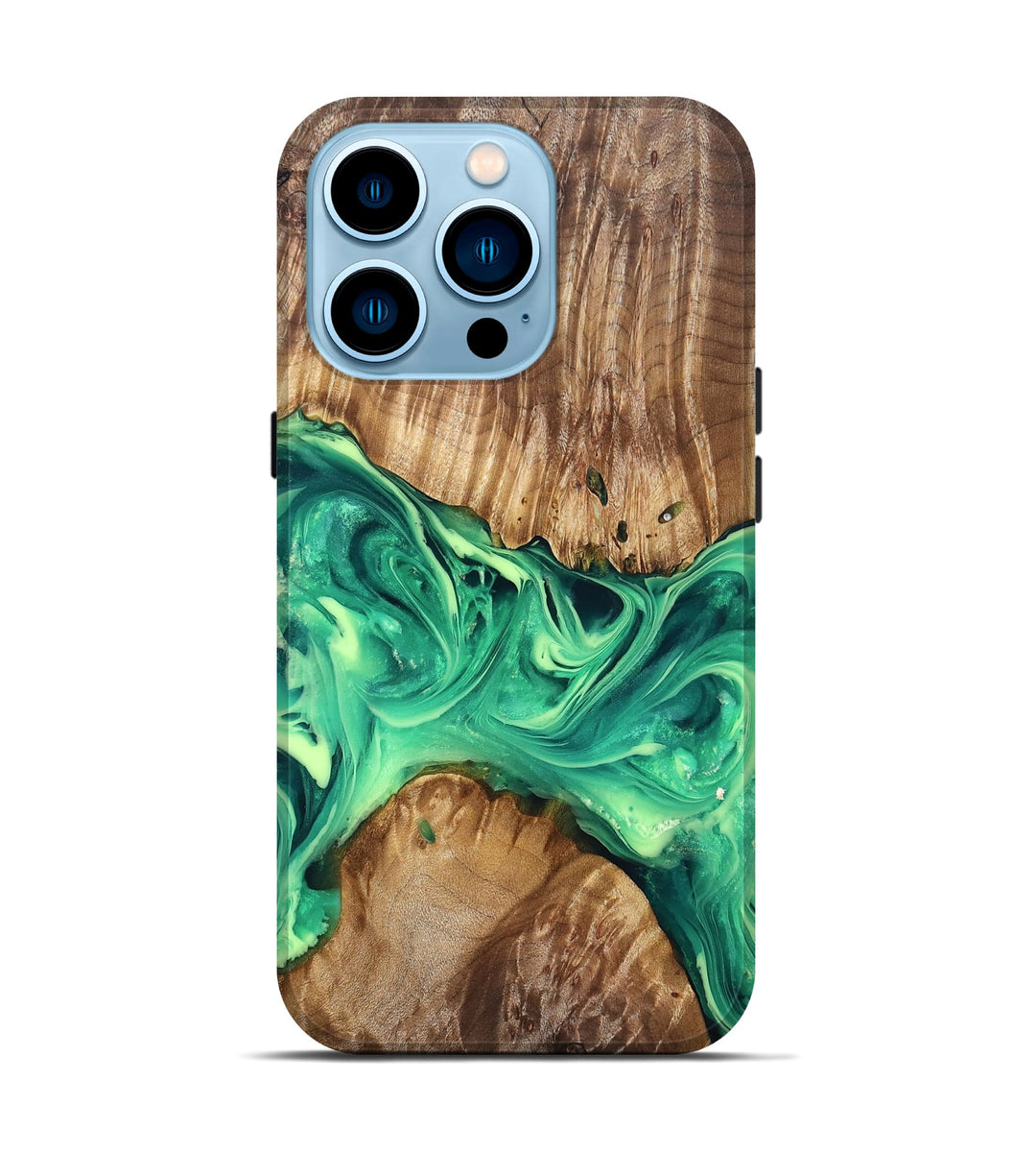 iPhone 14 Pro Wood Live Edge Phone Case - Tomas (Green, 821324)