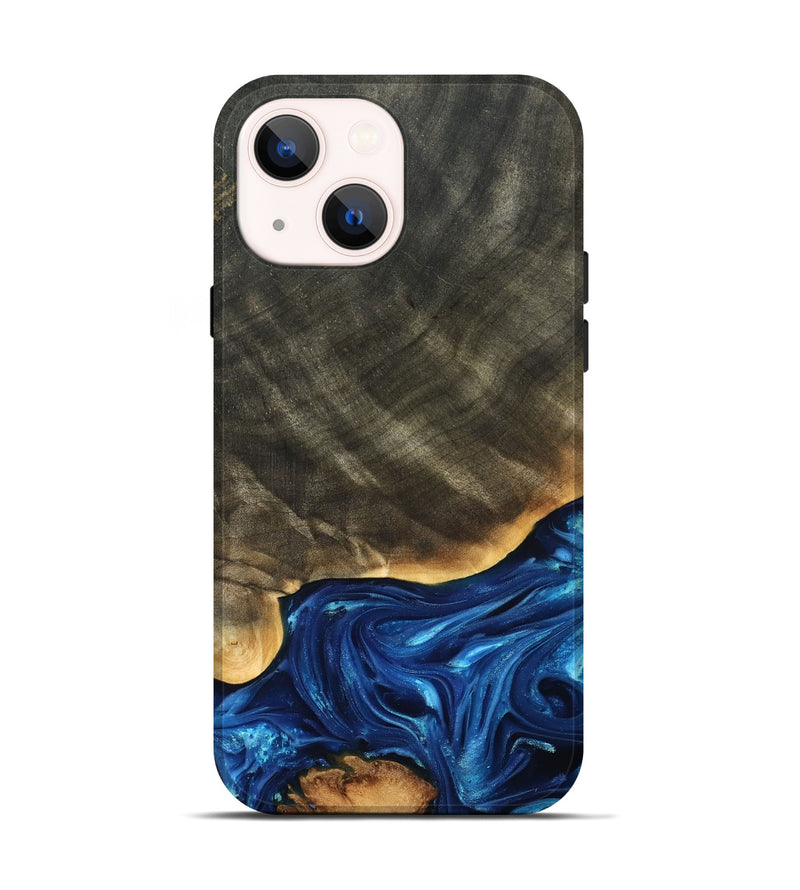 iPhone 14 Wood Live Edge Phone Case - Fallon (Blue, 821326)