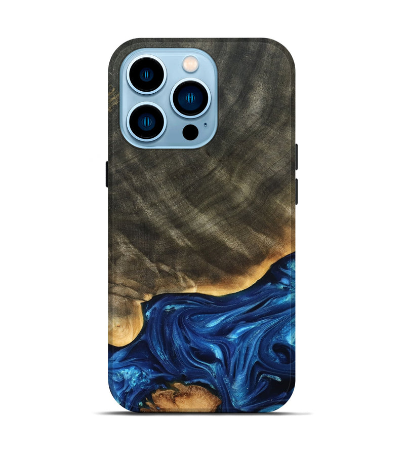 iPhone 14 Pro Wood Live Edge Phone Case - Fallon (Blue, 821326)