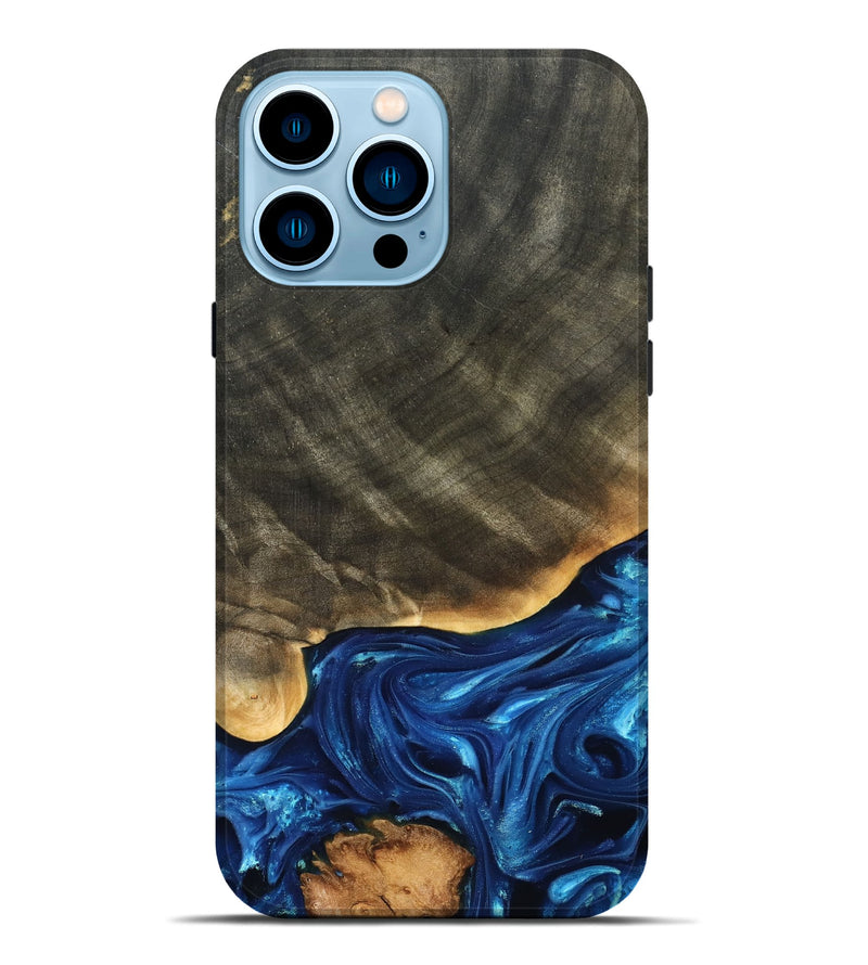 iPhone 14 Pro Max Wood Live Edge Phone Case - Fallon (Blue, 821326)