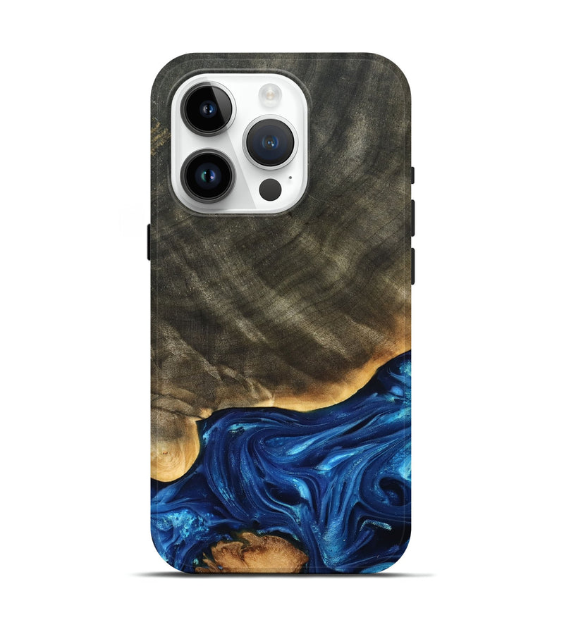 iPhone 15 Pro Wood Live Edge Phone Case - Fallon (Blue, 821326)